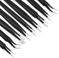 Juego De Pinzas Antiestáticas ESD 10Pc Acero Inoxidable De 1.5mm Para Reparación De Electrónica Soldering Artesanía Joyería - details 1