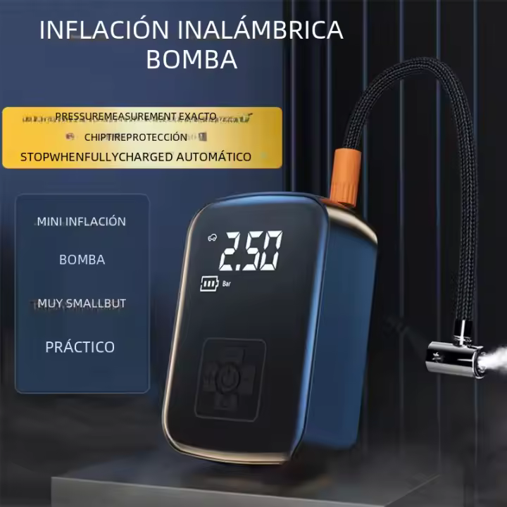 Bomba de Aire Compresor Inalámbrico para Coche 1PC Inflador de Neumáticos Eléctrico para Motocicleta Barco Automóvil Bomba de Inflado de Neumáticos Material ABS + Componentes Electrónicos - 1
