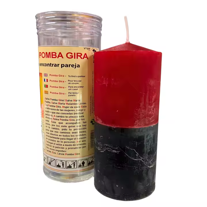 Velón de Oración de la Pomba Gira KARMA | Petición para Encontrar Pareja y Mejorar las Relaciones Sexuales | 15x6cm y 3 Días de Duración - 1