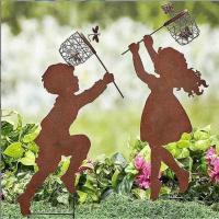 Decoración De Jardín Campestre Encantadora 1pc Silueta De Niño Y Niña Arte Metálico Para Agregar Un Toque De Encanto Y Divertimento - details 9