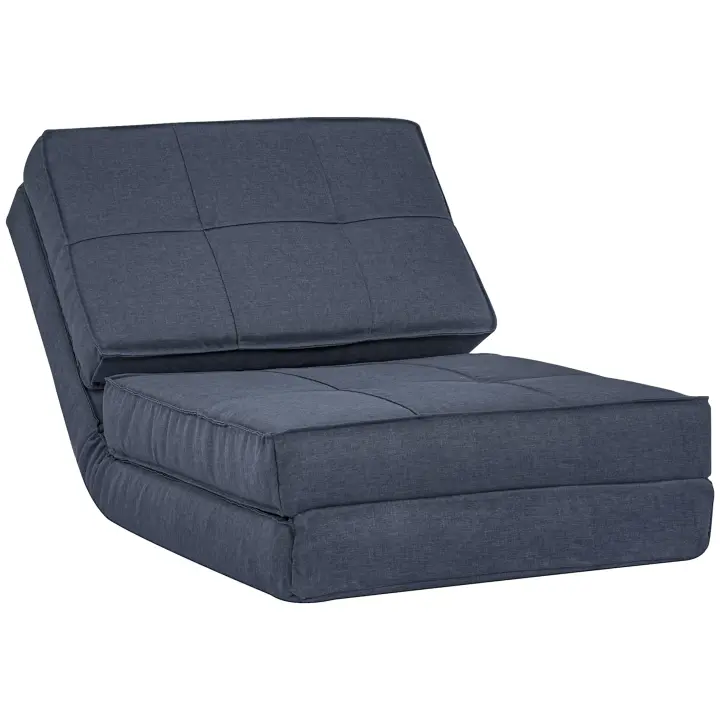 HOMCOM Sofá de Suelo, Sofá Cama Plegable, Silla de Suelo, Silla Plegable Ajustable de 5 Niveles, Sofá Cama, Sofá Cama, Sofá Individual, Azul Oscuro, 61 x 73 x 58 cm - 1