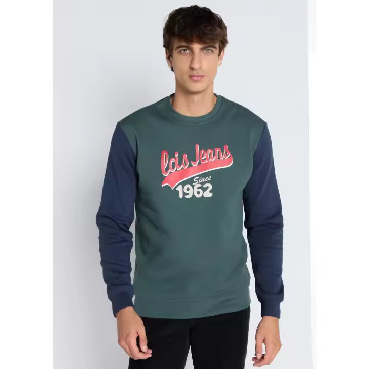 LOIS JEANS - Sudadera cuello caja con manga contrastes - 1