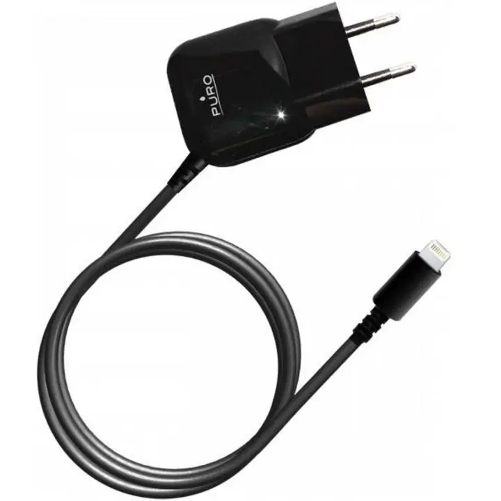 Transformador Puro Apple Lightning MFI 1A 1m negro - 1