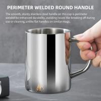 Taza De Café De Acero Inoxidable Con Doble Aislamiento 200/300/400ml Incluye Tapa Y Mango Para Viaje Oficina Camping Taza De Metal Para Café Y Té - details 0