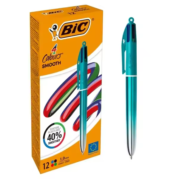 Bic 4 colours smooth gradient verde boligrafo de bola retractil - punta media de 1.0mm - escritura un 40% mas suave - 4 colores (12 uds) - 1