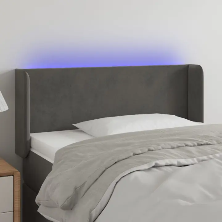 vidaXL Cabecero con LED de terciopelo gris oscuro 93x16x78/88 cm - 1