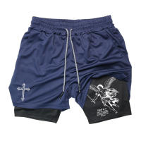 Shorts De Entrenamiento Para Hombre Con Estampado De Cruz Ángel 2 En 1 Secado Rápido Bolsillo Para Teléfono Y Anillo De Toalla Activewear Para Gimnasio Y Correr - details 21
