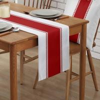 1pc Rojo Corredor De Mesa De Lino Estampado De Rayas Estilo Rustico Para Decoración De Comedor Y Fiestas En Casa - details 2