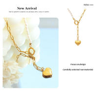 Encanto Collar con colgante de amor con personalidad elegante, cadena de clavícula de perla Natural, temperamento, viaje, nueva moda,cadenas de Color dorado, joyería de moda, diseño - details 8