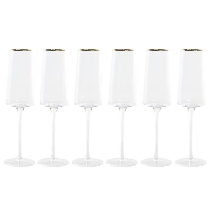 Copa achatada champán y cava Home ESPRIT Transparente Dorado Cristal 400 ml (6 Unidades) - 1