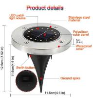 Solar Garden Ground Lights, 12 LED White Stainless Steel Waterproof Solar Ground Lights for Outdoor Garden, Patio, Lawn, Courtyard, Path, Sunflower (Pack of 4 and 8) - details 4