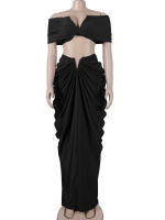 Conjunto De Dos Piezas Para Mujer Beyprern: Vestido Largo Y Falda Alta Con Cintura Alta Y Top Sin Mangas Estilo Sexy Para Club Noche - details 4