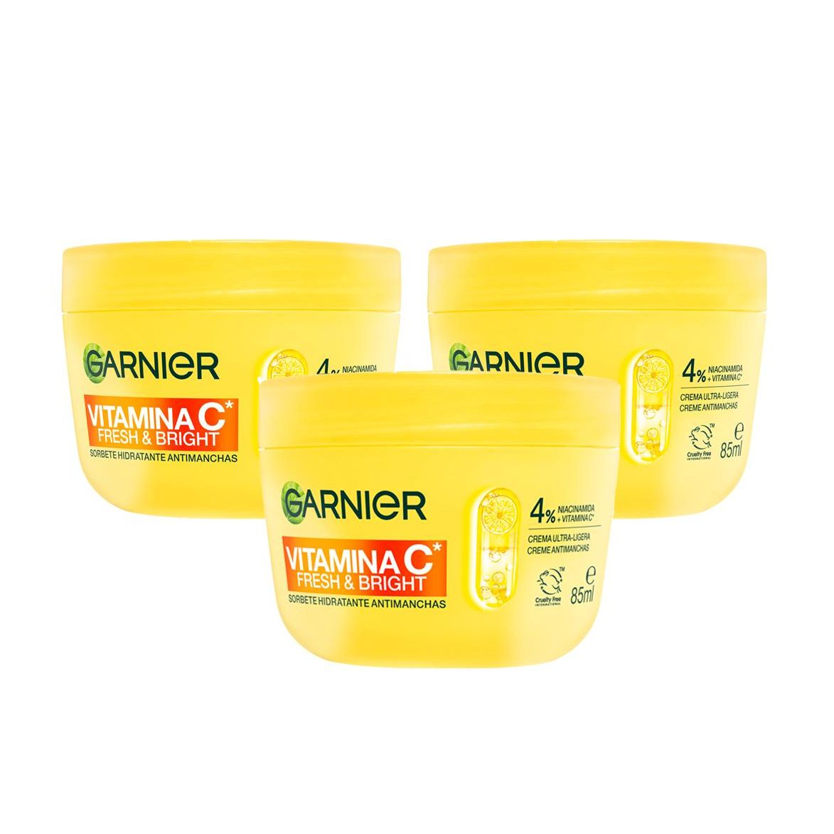 Garnier |   Vitamina C Fresh & Bright Sorbete Hidratante Anti-Manchas Crema 3x85ml