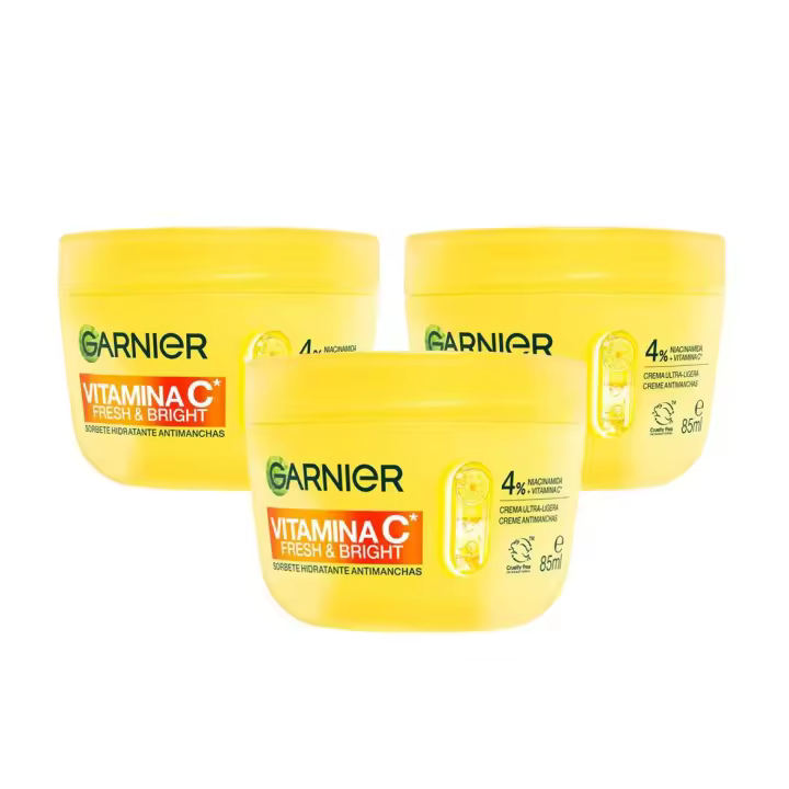 Garnier |   Vitamina C Fresh & Bright Sorbete Hidratante Anti-Manchas Crema 3x85ml - 1