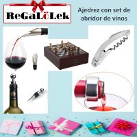 Set accesorios vino, caja ajedrez, abridor, tapón, vertedor, anillo antiderrames, granate, Regalolek - details 2