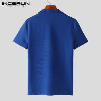 Camiseta De Hombre INCERUN 2024 Con Diseño De Rayas En La Parte Inferior Estilo Casual Manga Corta Cierre Pull on Tallas S-2XL - details 8