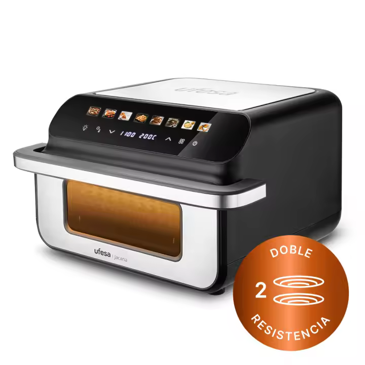 Ufesa - Freidora de aire digital 10L Jacana con tecnología Air Pulse Ultra 360°C, doble resistencia, cocción rápida y crujiente con menos aceite, pantalla táctil a color y 8 programas preestablecidos para 6-8 personas - 1