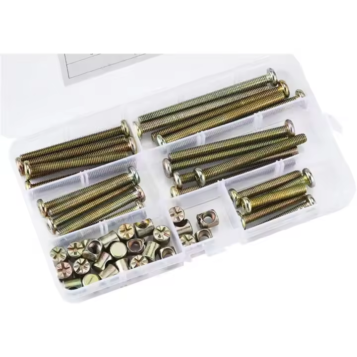 100 Piezas Pernos de Cabeza Hexagonal, Pernos con Tuercas Cilíndricas, Kit Surtido de Pernos con Tuercas Cilíndricas, para Muebles, Cunas, Sillas - 1