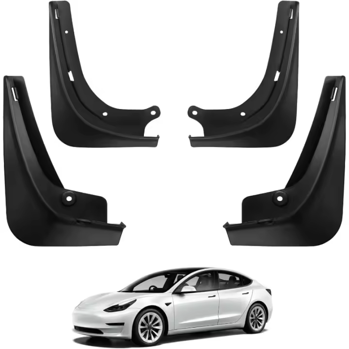 Protector De Barro Para Tesla Model 3 De TPE Guardabarros Exterior Del Vehículo Protección Contra Sedimentos Conjunto De 4 - 1