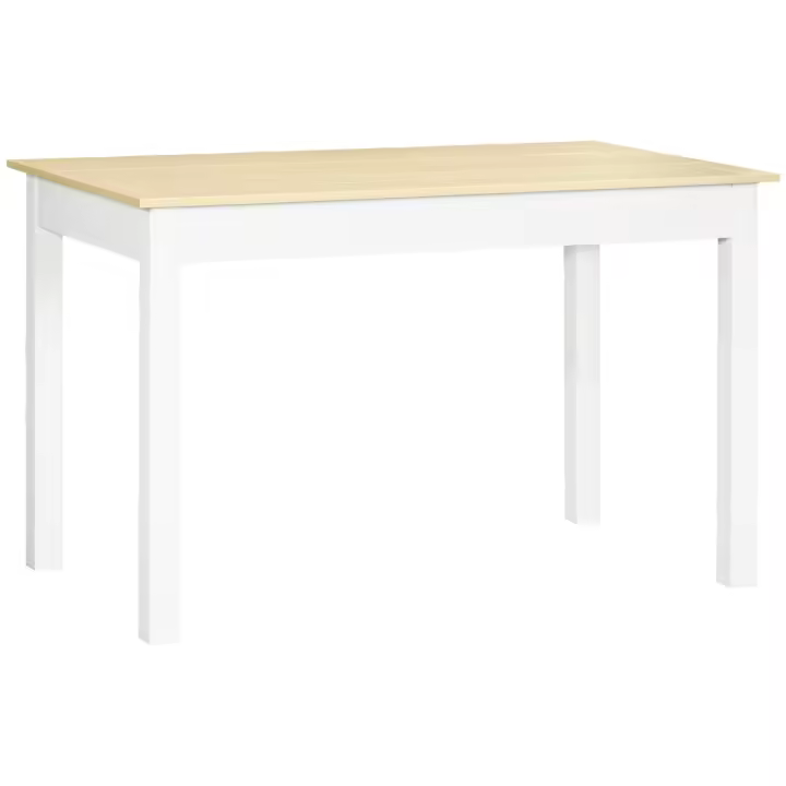 HOMCOM Mesa de Comedor de Madera Mesa de Cocina Rectangular para 4-6 Personas Estilo Moderno para Salón Carga 50 kg 119x70x75 cm Roble y Blanco - 1