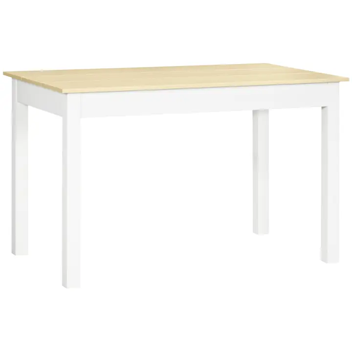 HOMCOM Mesa de Comedor de Madera Mesa de Cocina Rectangular para 4-6 Personas Estilo Moderno para Salón Carga 50 kg 119x70x75 cm Roble y Blanco - 1