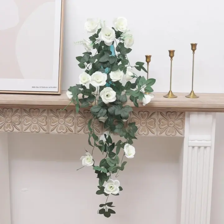 105cm Rosas Artificiales En Valla De Rotura Decoración De Plantas Falsas Para Casa Accesorios De Arco Para Boda Adornos Colgantes Para Pared - 1
