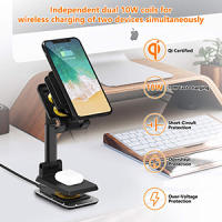 TEMCO Soporte de teléfono de carga inalámbrica, Soporte plegable 2 en 1 para teléfono celular y tableta, Cargador doble, carga inalámbrica de 10 W máxima habilitada para Qi, soporte de metal ajustable para teléfono compatible con iPhone 13/Pro/XR, etc - details 6
