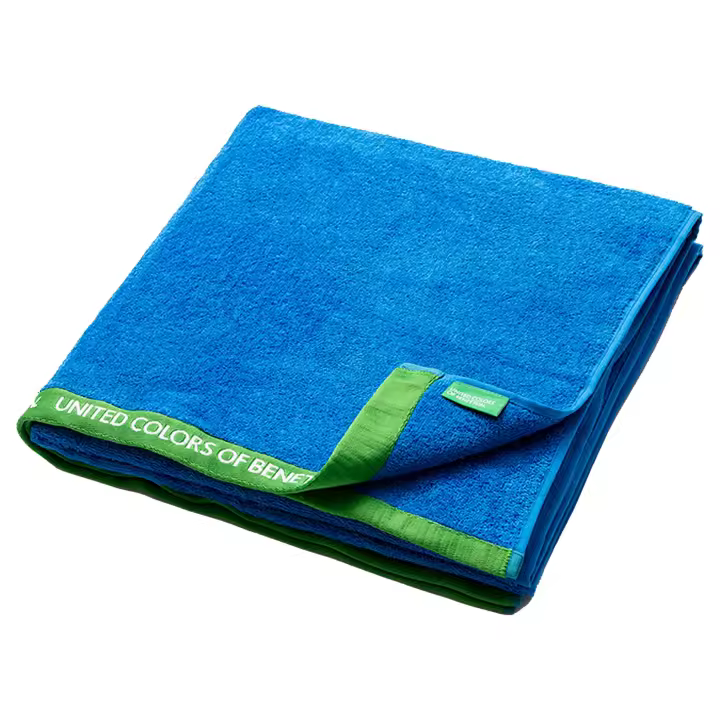 TOALLA DE TOCADOR 30X50CM 450GMS 100% ALGODÓN AZUL CON RAYAS RAINBOW BENETTON - 1