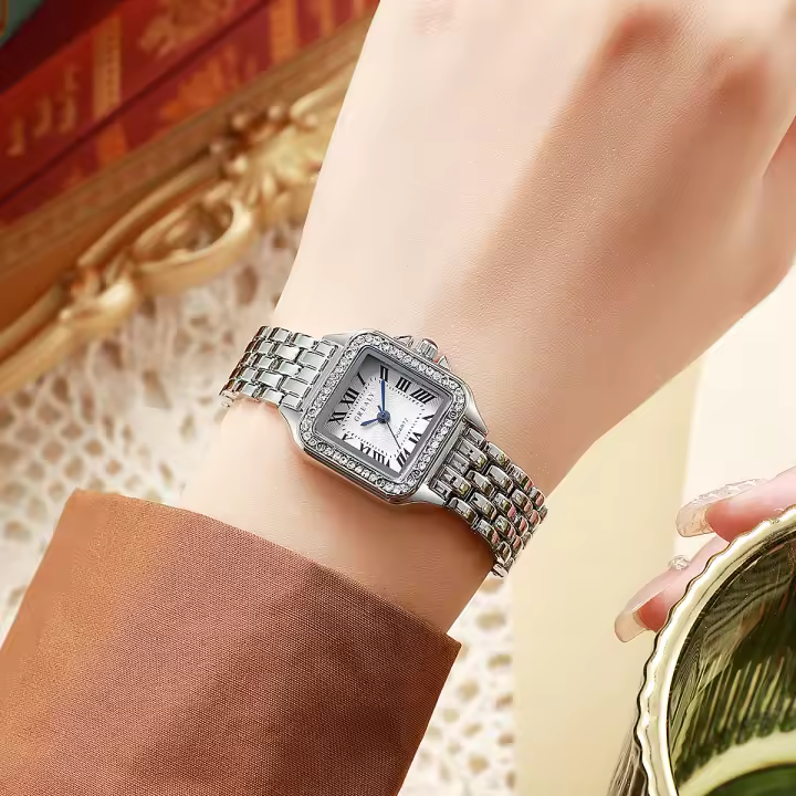 Reloj De Cuarzo Para Mujer Marca Popular Moda Casual Pulsera De Acero Inoxidable Con Marcadores Arábigos Resistente Al Agua - 1
