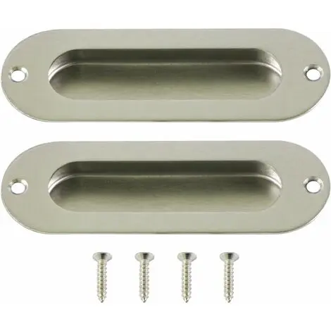Juego de 2 tiradores empotrados para puertas correderas Tiradores para puertas correderas INOX - 1