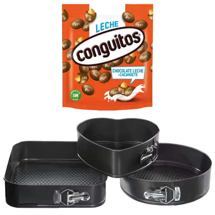 Pack repostería:CONGUITOS LECHE DOYPACK 220G+Juego de 3 moldes desmontables surtidos - 1