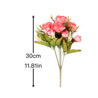 Bouquet De Rosas Artificiales De Seda Para Decoración De Hogar Y Fiestas Falsas Flores Para Vaso Exterior Decoración De Otoño Para Boda Y Holiday - details 2