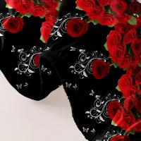 Sábana De Cama Con Patrón De Rosa Roja Delicado 1 Pieza Sábana De Cama Con Estampado Resistente Al Polvo Para Dormitorio - details 5