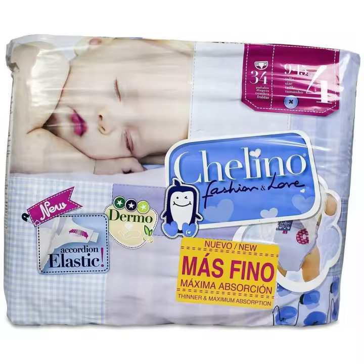 Chelino Fashion & Love Pañales Gateo Talla 4 (9-15 Kg), 34 Uds - 1