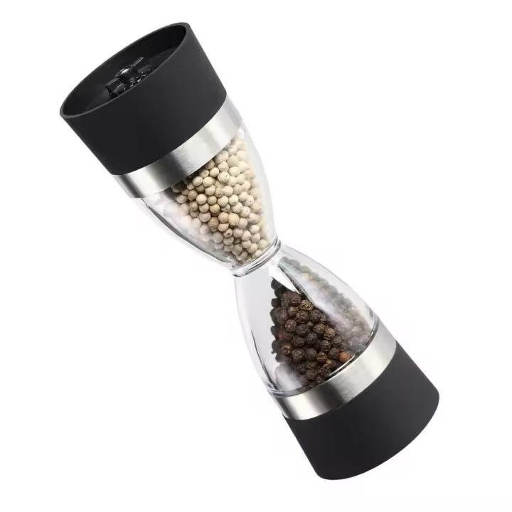 Juego de molinillo de sal y pimienta, Coctelera de sal y pimienta de doble uso, Molinillo de especias transparente y visible - 1