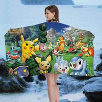 Toalla De Playa P-Pikachu Dibujos Animados Para Niños Toalla De Baño Grande Absorbente Microfibra Para Natación Viajes - details 5