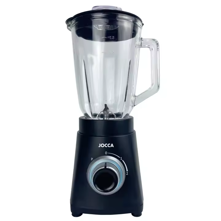 Batidora de vaso Jocca con 1000W de potencia, jarra de cristal de 1.5L, 4 cuchillas de acero inoxidable desmontables, 2 velocidades y función turbo - 1