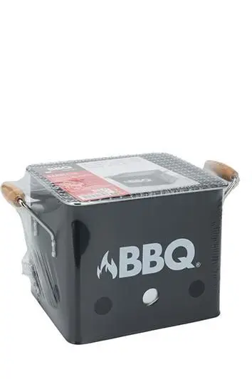 BBQ CUBE MAT BLACK, barbacoa de carbón en forma de cuadrado, ligera y fácil de llevar, perfecto para el exterior - 1