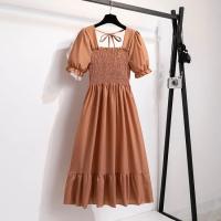 Vestido De Cintura Elástica En Chiffón Para Mujer Verano Casual Elegante Con Manga Corta Plisado Estilo A-line Vestidos Cortos - details 21