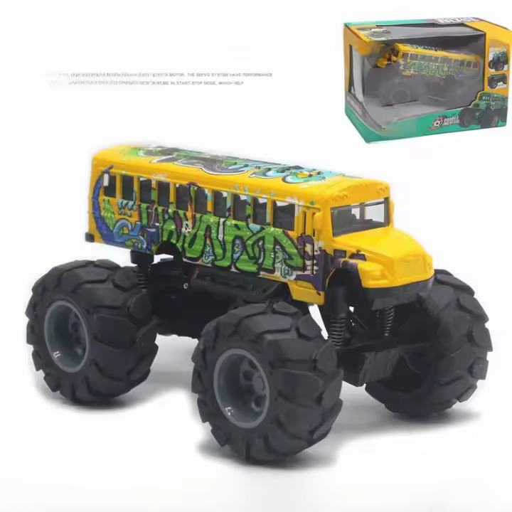 Autobús Escolar De Aleación 1:43 Para Niños Juguete De Coche Con 4 Ruedas Regalo De Cumpleaños Modelo De Fotografía Propiedad - 1
