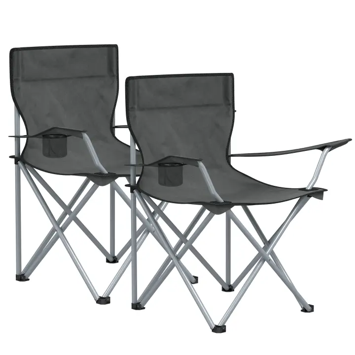 SONGMICS Sillas de Camping, Juego de 2 Sillas de Exterior, Apoyabrazos, Bolsillo para Tazas, Portátil, Plegable, Carga de 120 kg, Acampada, Jardín, Pesca, Playa, Terraza, Verde Militar/Gris Pizarra/Negro/Azul Oscuro - 1