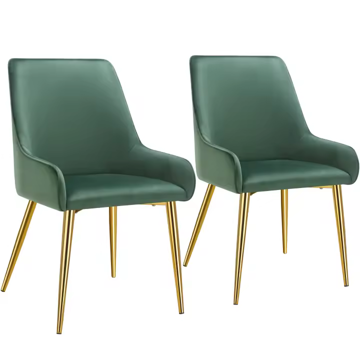 Tectake - Juego de sillas de comedor AVANE 52 x 61 x 89 cm, Tapizadas en terciopelo, Diseño acolchado, Patas de acero, Asiento ergonómico, Set de sillas para salón, comedor o cocina, Montaje rápido, Soporta hasta 120 kg - 1
