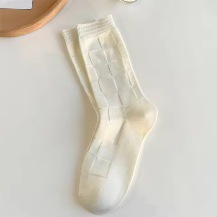 Calcetines Blancos Para Mujer Estilo Preppy Con Rayas Sencillos Y Comodidad Algodón Poliéster Spandex Casual Color Sólido - 1