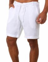 Mov Men's Linen Shorts Cotton Beach Shorts Solid Loose Summer Fashion Men's Shorts - details 6