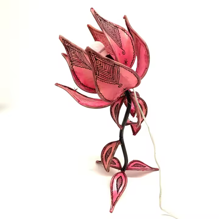 Lámpara marroquí de piel - Flor del Asfur - 1