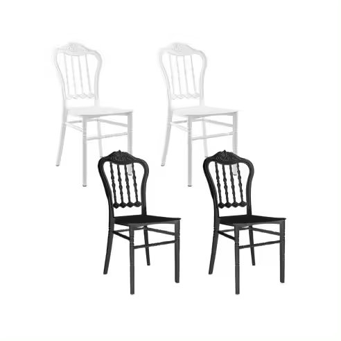 Mediawavestore Set de 2 Sillas Emilia Blancas de Polipropileno | Diseño Vintage Romántico - 1