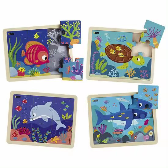 Lote de 4 Puzzles - Animales del Mar - 6 pzs. - 1