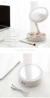 Espejo De Maquillaje Con Luz LED Daylight Espejo De Vestíbulo Rotación 360° Base Desmontable/Con Almacenamiento 3 Modos Con Luz Cargador USB - details 7