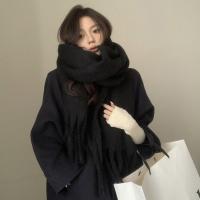 Bufanda De Pashmina Suave Para Invierno Para Mujeres Y Niñas Color Sólido Larga Con Borlas Gruesa Y Ternura Abrazadora Multifuncional Para Casual - details 12