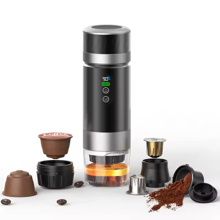 Cafetera Portátil Cápsula de Espresso 3 en 1, Cafetera Multicápsulas con Autocalentamiento de 2 a 6 Minutos, para Cápsulas Pequeñas o Grandes y Café Molido, Cafetera Portátil para Oficina y Hogar-cecodadi - 1